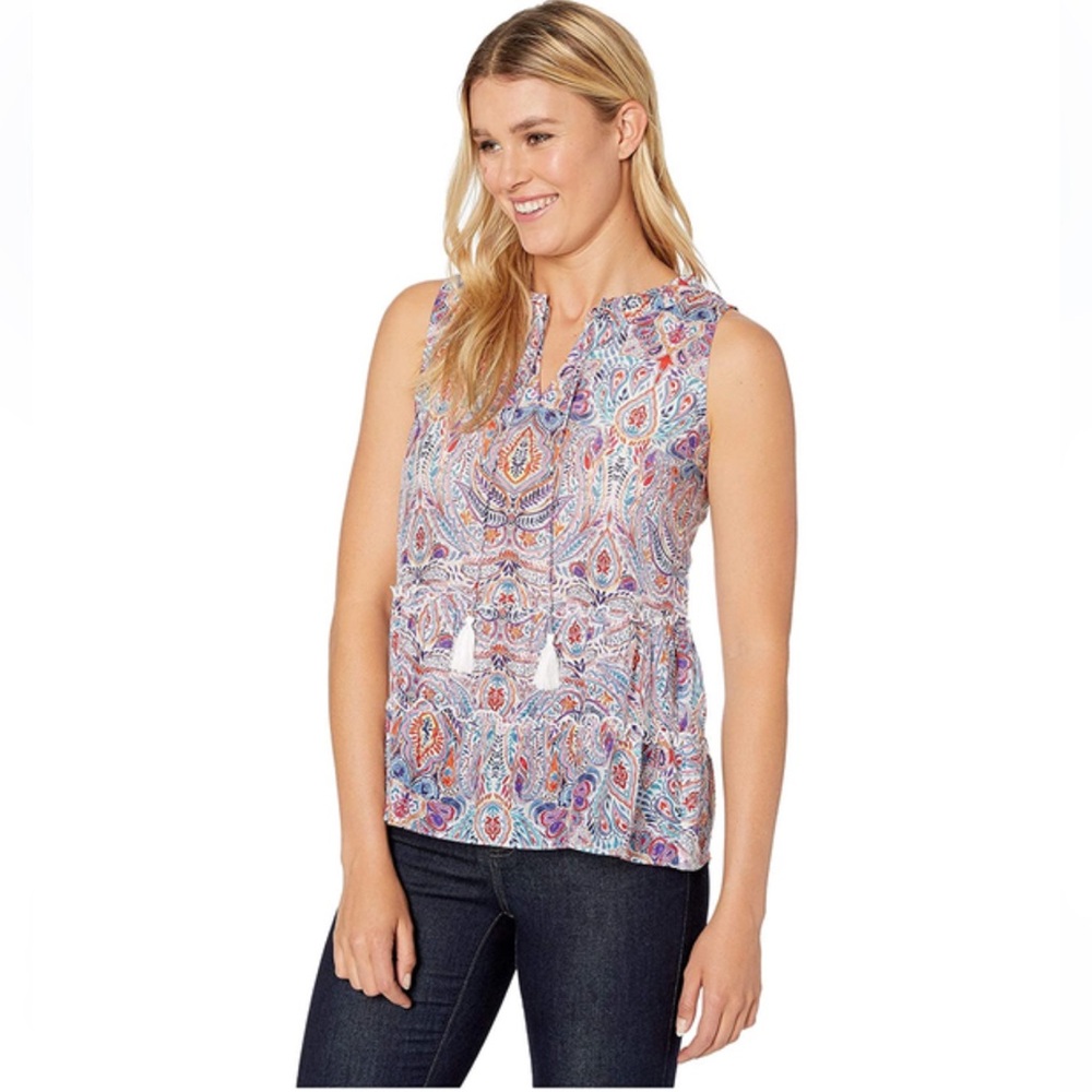 NWT Tommy Bahama Brilliant Bazaar Tiered Shell Paisley Silk Blend Top Sz XS NEW